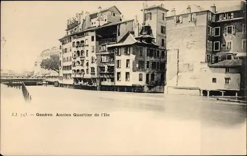 Ak Genf Stadt Schweiz, vue de l'Ancien Quartier de l'Ile