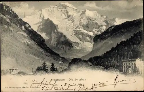 Ak Interlaken Kanton Bern Schweiz, Blick auf Jungfrau