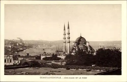 Ak Konstantinopel Istanbul Türkei, Jéni Djami et le Port, Moschee, Hafen