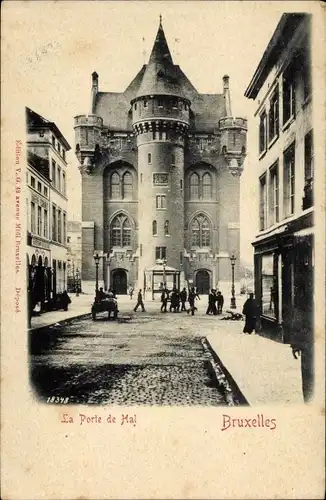 Ak Bruxelles Brüssel, La Porte da Hal, Straßenpartie, Stadttor