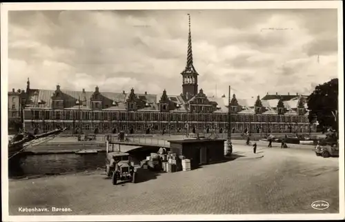 Ak København Kopenhagen Dänemark, Borsen, Börse, Brücke, Autos