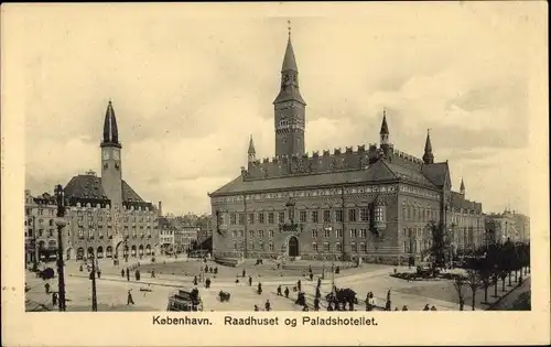 Ak København Kopenhagen Dänemark, Raadhuset og Paladshotellet