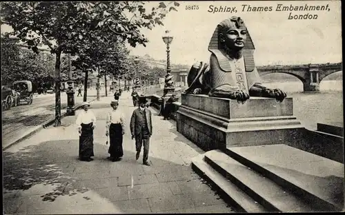 Ak London City England, Sphinx, Thames Embankment