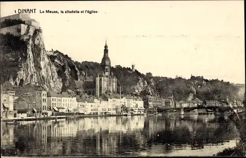 Ak Dinant Wallonien Namur, La Meuse, La Citadelle et Eglise