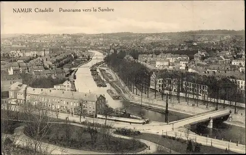 Ak Namur Wallonien, Citadelle, Panorama vers la Sambre