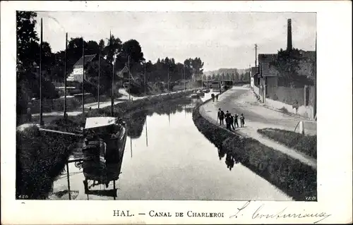 Ak Hal Flämisch Brabant Flandern, Canal de Charleroi