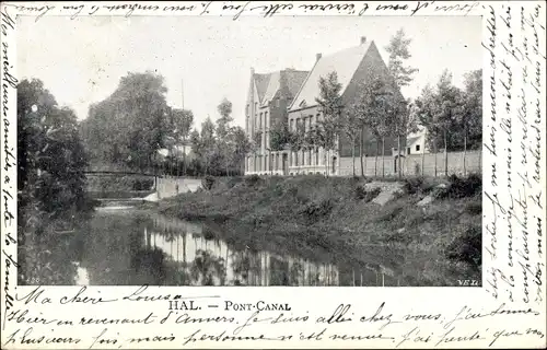Ak Hal Halle Flandern Flämisch Brabant, Pont Canal