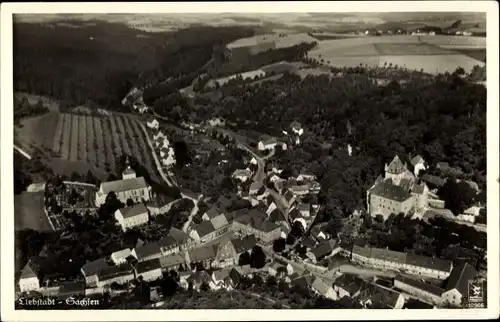 Ak Liebstadt Erzgebirge Sachsen, Fliegerfoto aus etwa 100 Meter Höhe, Panorama