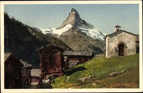 Ak Findelen Kanton Wallis, Matterhorn, Dorfpartie