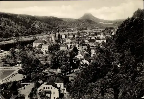 Ak Bad Schandau Sächsische Schweiz, Panorama mit Lilienstein