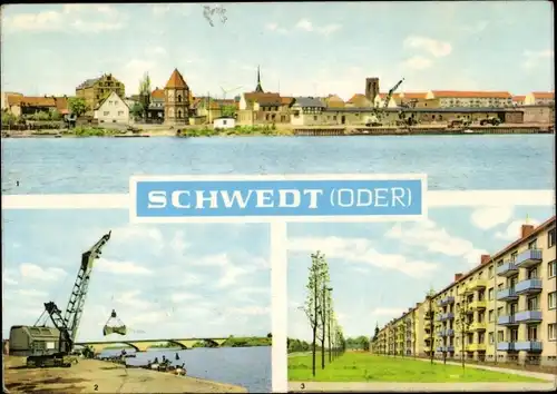 Ak Schwedt an der Oder, Stadtbrücke, Leninallee, Siedlung