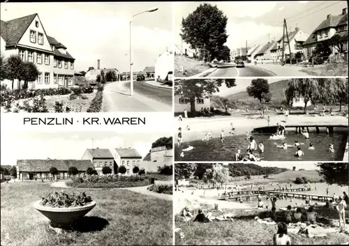 Ak Penzlin Mecklenburg, Internat der Oberschule J. H. Voß, Hirtenstraße, Freibad, Warener Chaussee