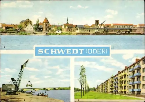 Ak Schwedt an der Oder, Stadtbrücke, Leninallee, Siedlung