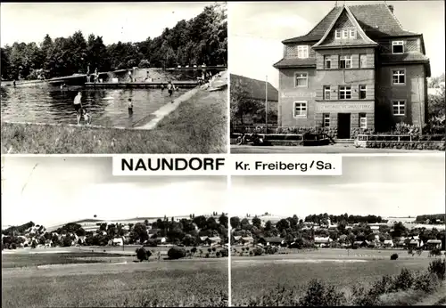 Ak Naundorf Bobritzsch Hilbersdorf im Erzgebirge, Schwimmbad, Gemeindeverwaltung, Panorama