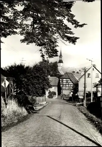 Ak Siebenlehn Großschirma in Sachsen, Reinsberger Straße, Häuser, Glockenturm