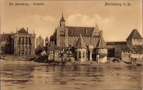 Ak Malbork Marienburg Westpreußen, Blick auf die Burg, Westseite
