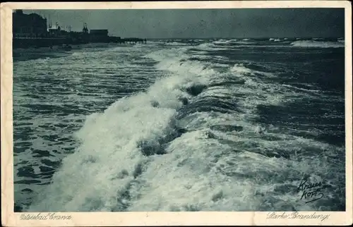 Ak Selenogradsk Ostseebad Cranz Ostpreußen, starke Brandung, Kraus Kopf
