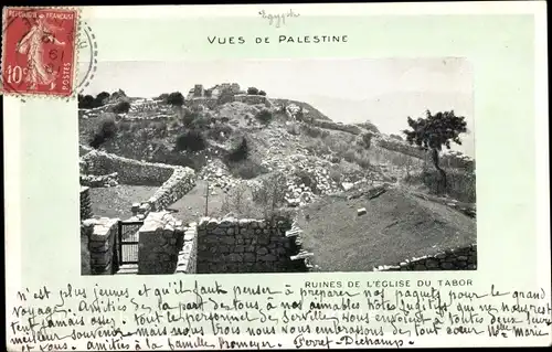 Ak Tabor Palästina, Ruines de l'´Eglise, Überreste der Kirche