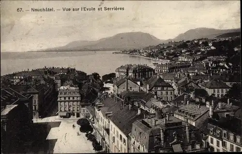 Ak Neuchâtel Neuenburg Stadt, Vue sur l'École et Serrières