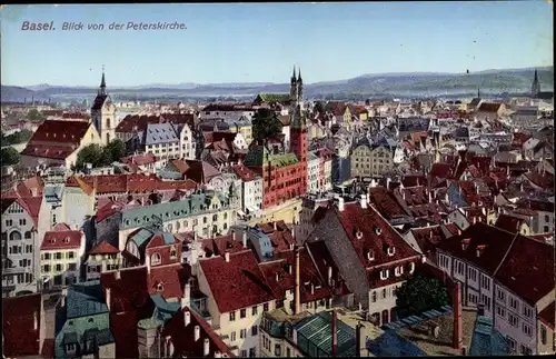 Ak Basel Bâle Stadt Schweiz, Stadt von der Peterskirche aus gesehen