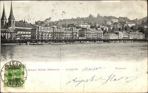 Ak Luzern Stadt Schweiz, Grand Hotel National, Seeblick