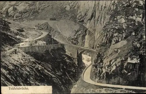Ak Göschenen Kanton Uri, Schöllenen, Teufelsbrücke