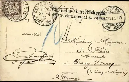 Ak Luzern Stadt Schweiz, Panorama mit Alpen