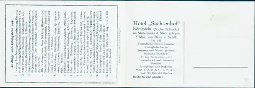 Klapp Landkarten Ak Königstein an der Elbe Sächsische Schweiz, Hotel Sachsenhof, Umgebung