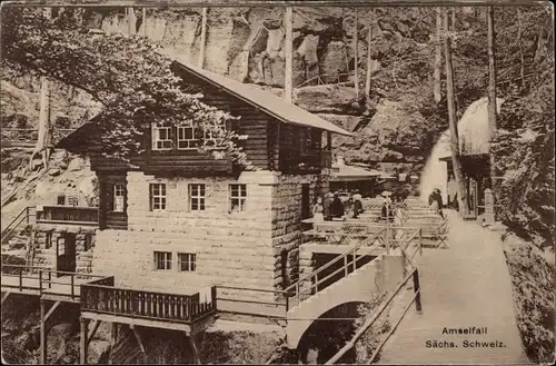 Ak Rathen an der Elbe Sächsische Schweiz, Amselfall