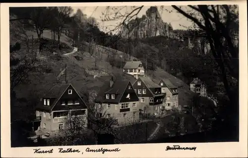 Foto Ak Kurort Rathen im Elbsandsteingebirge, Häuser im Amselgrund