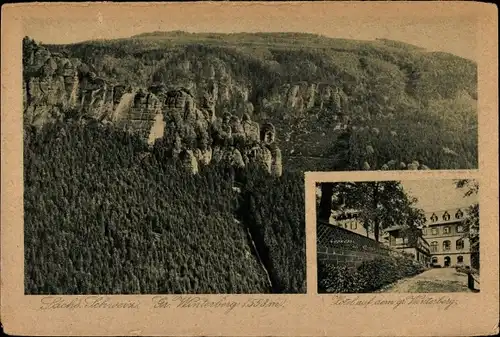 Ak Ostrau Bad Schandau Sächsische Schweiz, Großer Winterberg, Hotel