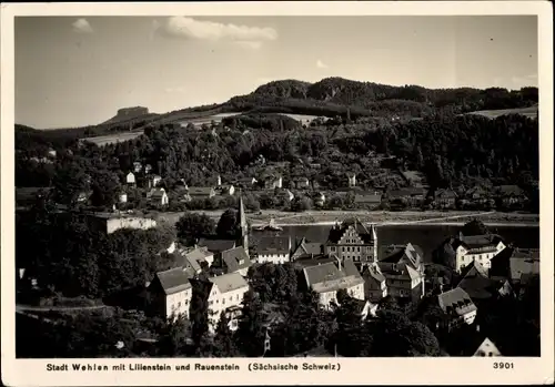 Ak Stadt Wehlen an der Elbe Sächsische Schweiz, Panorama mit Lilienstein und Rauenstein