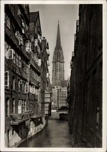 Ak Hamburg Mitte Altstadt, Steckelhörnflet und Nikolaikirche