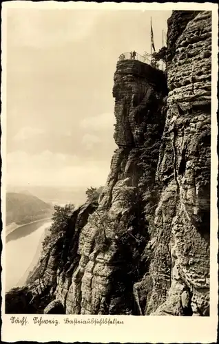 Ak Lohmen Sächsische Schweiz, Basteiaussichtsfelsen