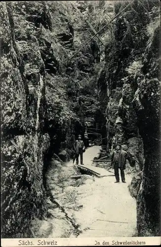 Ak Hohnstein Sächsische Schweiz, Schwedenlöcher