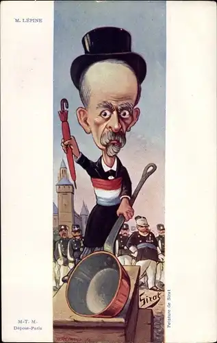 Künstler Ak Sirat, Französischer Politiker Lepine, Karikatur, Dreyfus Affäre