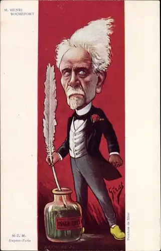 Künstler Ak Sirat, Französischer Politiker Henri Rochefort, Schriftsteller, Karikatur, Dreyfus Affär