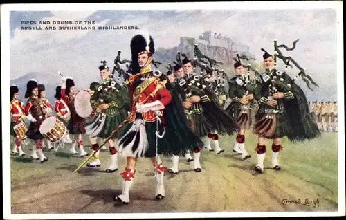 Künstler Ak Leigh, Conrad, Pipes an Drums of the Argyll and Sutherland Highlanders