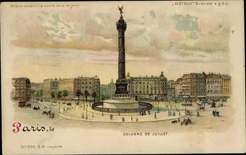 Haltgegendaslicht Litho Paris XI., Colonne de Juillet