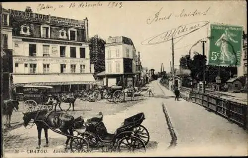Ak Chatou Yvelines, Avenue de la Gare, Kutsche