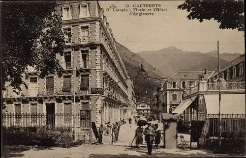 Ak Cauterets Hautes Pyrénées, Boulevard Latapie, Flurin et l'Hôtel d'Angleterre