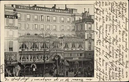 Ak Paris II. Arrondissement Bourse, Le Boulevard Montmartre, Hotel Ronceray