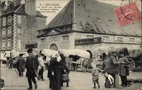 Ak Coutances Manche, La Halle aux Grains