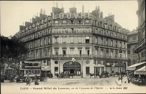 Ak Paris I Louvre, Grand Hôtel du Louvre, vu de l'Avenue de l'Opéra