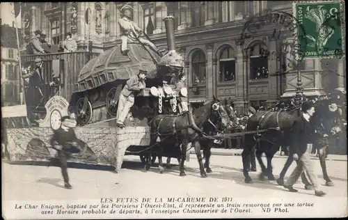 Ak Paris, Les Fetes de la Mi Careme, Festzug, Festwagen