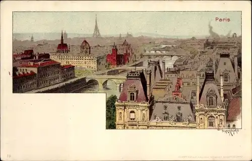 Künstler Ak Paris, Blick über die Stadt