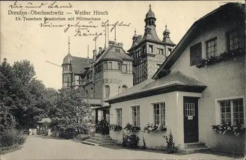 Ak Dresden Weißer Hirsch, Dr. Teuschers Sanatorium mit Pförtnershaus