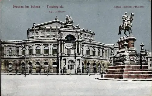 Ak Dresden, Theaterplatz, König Johann-Denkmal, Kgl. Hofoper
