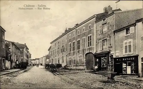 Ak Château Salins Lothringen Moselle, Rue Blahay, Bayard