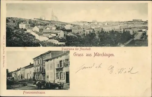 Ak Morhange Mörchingen Lothringen Moselle, Panorama der Neustadt, Franzosenstraße
